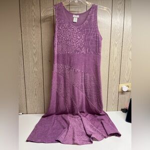 Women’s Caribe Purple Textured Abstract Sleeveless Dress Small Made In USA